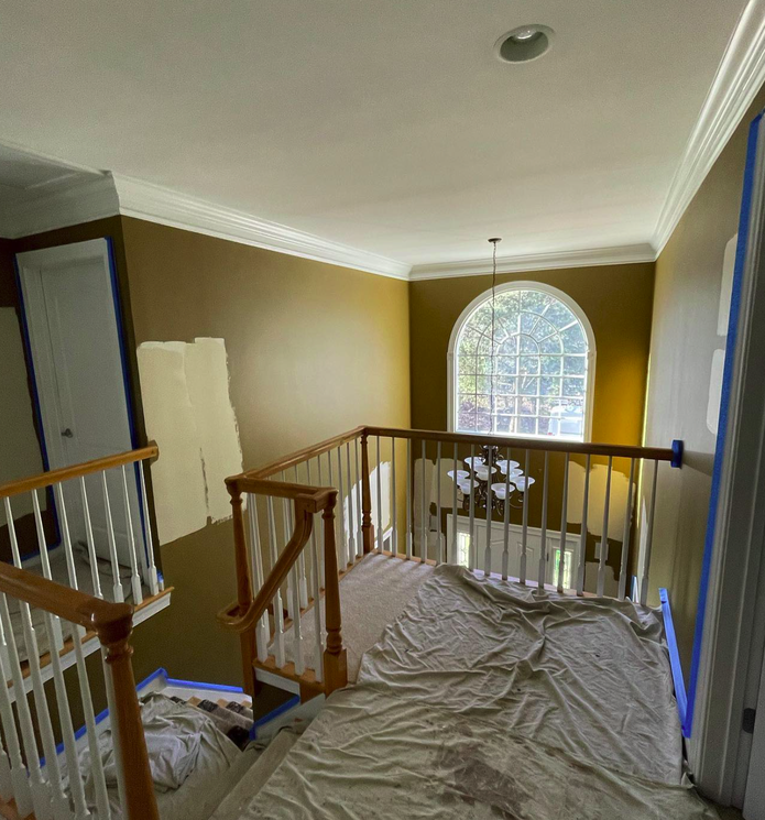 Foyer during painting process - meticulous work.