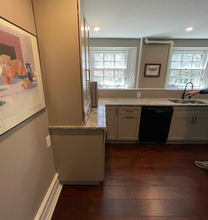 Springfield PA kitchen cabinets after professional painting with modern white finish